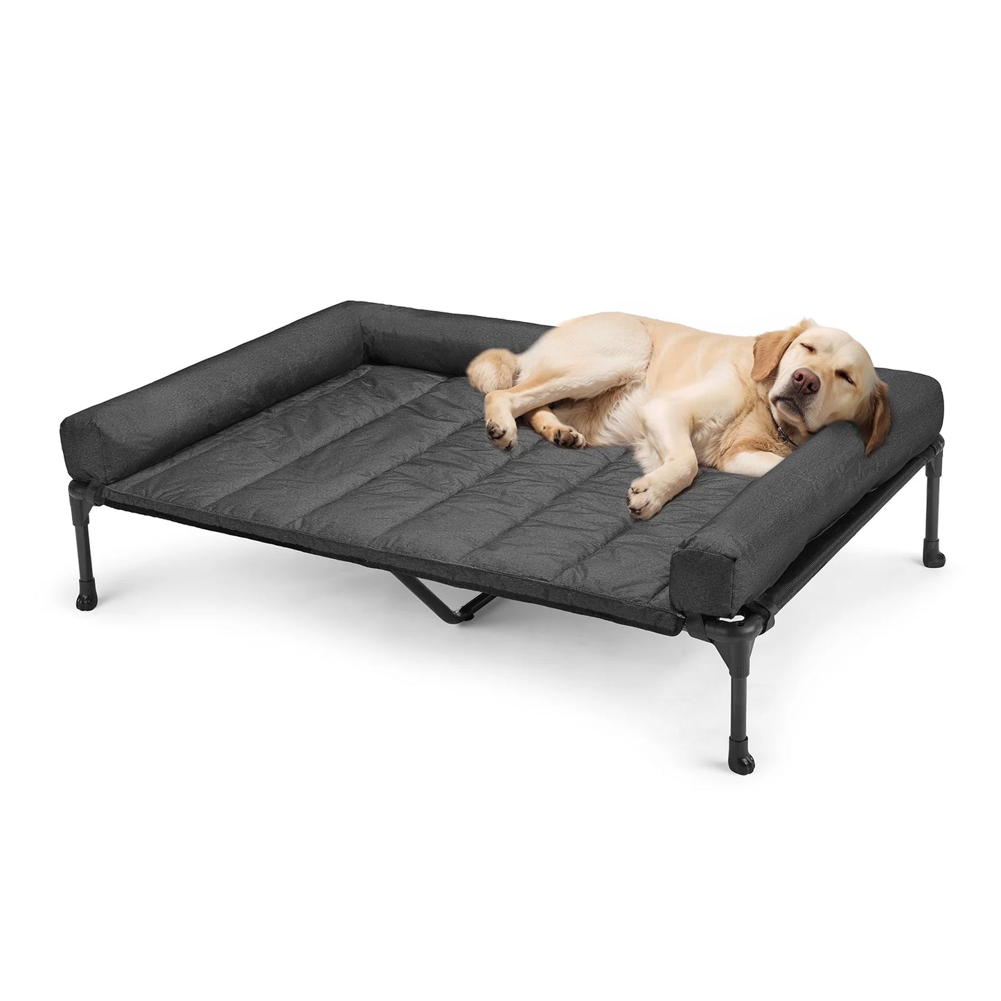 Cooling Elevated Dog Bed + Waterproof Removable Pillow-Top Mat, Dog Sofa Bed, Xlarge, Black