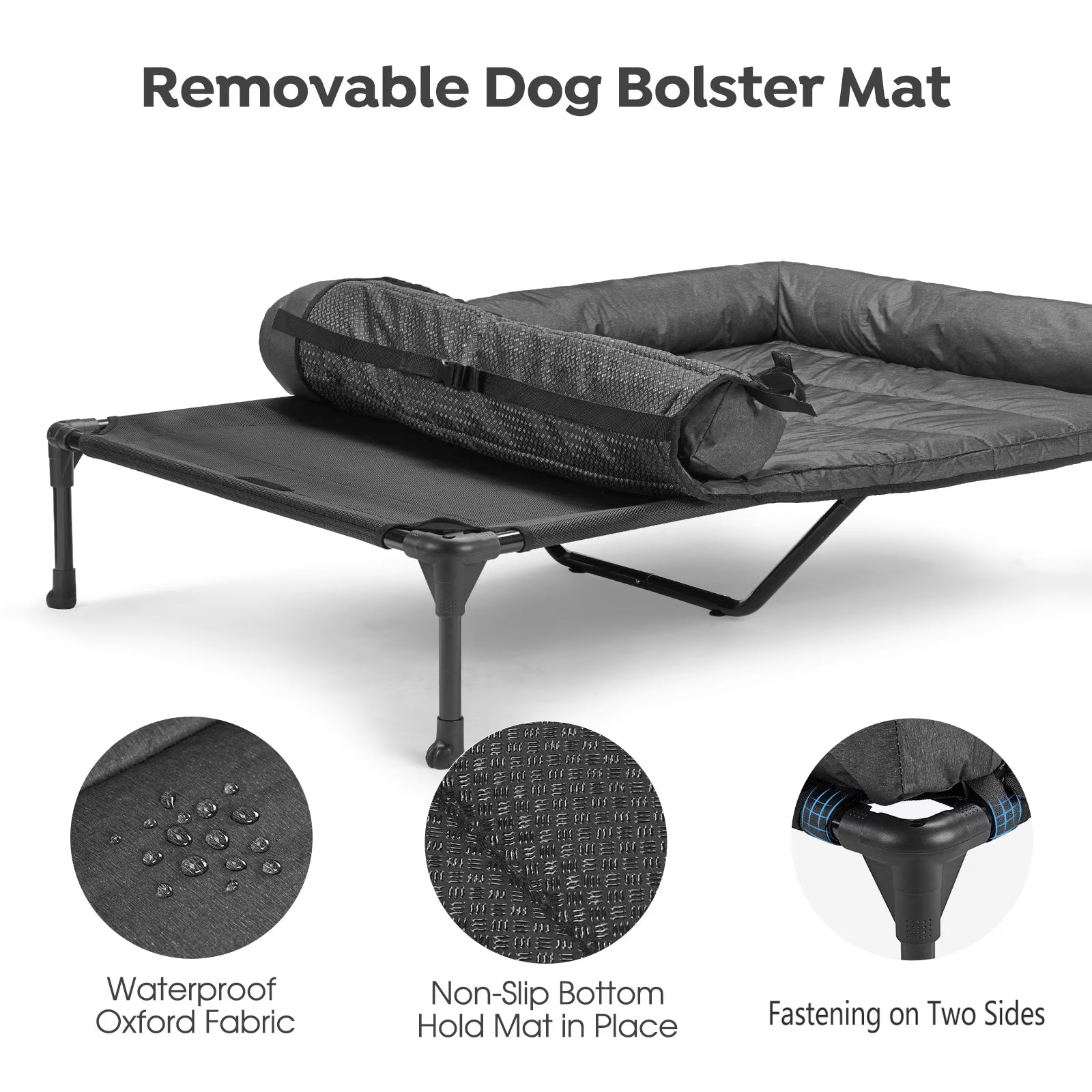 Cooling Elevated Dog Bed + Waterproof Removable Pillow-Top Mat, Dog Sofa Bed, Xlarge, Black