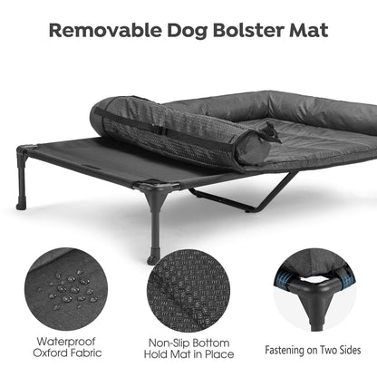 Cooling Elevated Dog Bed + Waterproof Removable Pillow-Top Mat, Dog Sofa Bed, Xlarge, Black