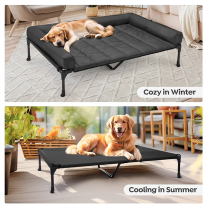 Cooling Elevated Dog Bed + Waterproof Removable Pillow-Top Mat, Dog Sofa Bed, Xlarge, Black