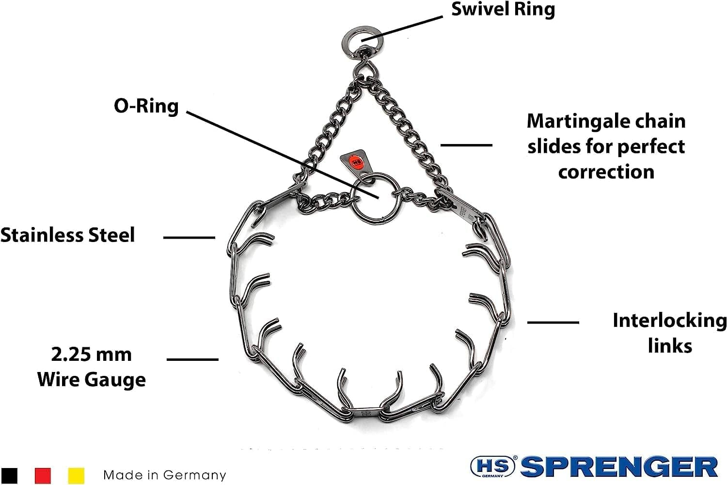 Stainless Steel Prong Dog Training Collar with Swivel Ultra-Plus Pet Pinch Collar No-Pull Collar for Dogs Made in Germany 4Mm X 25In Large