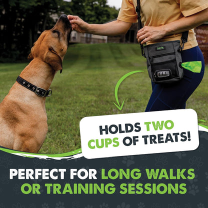 Dog Treat Pouch | No Spill Magenetic Clasp - Hands-Free Pouches for Training - Pets Training Treat Pouches for Dog Walks - Pet Bags Pouch - Built in Poop Bag Holder