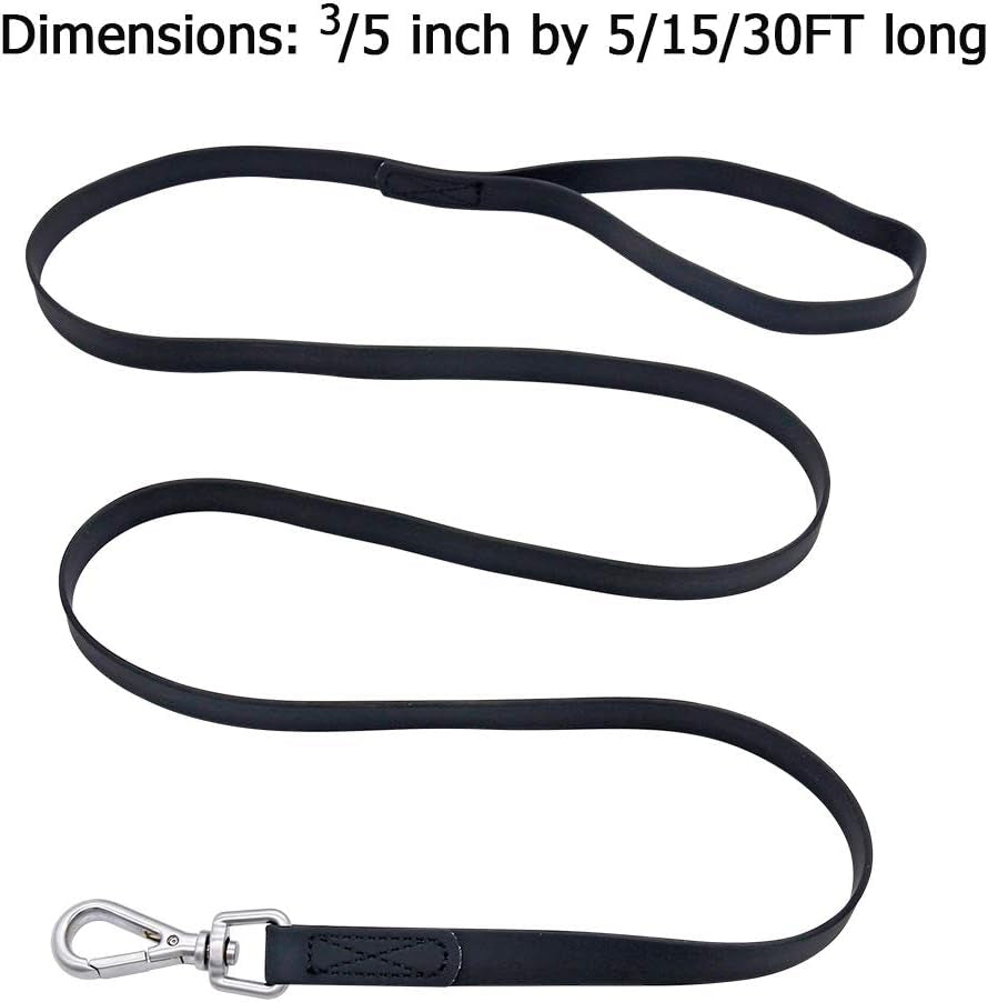 Waterproof Dog Training Leash 50FT 30FT 15FT 10FT 5FT Heavy Duty Recall Long Lead for Large Medium Small Dogs (5FT, Black)