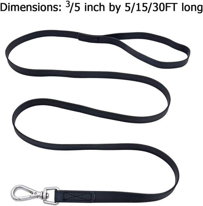 Waterproof Dog Training Leash 50FT 30FT 15FT 10FT 5FT Heavy Duty Recall Long Lead for Large Medium Small Dogs (5FT, Black)