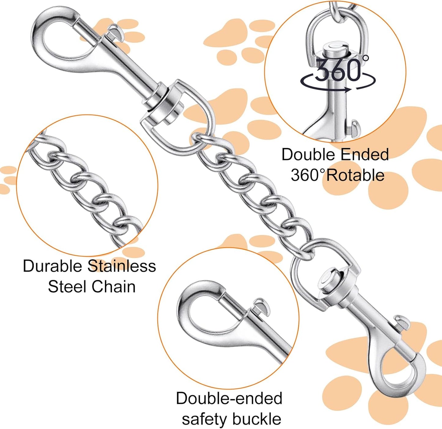 Prong Collar Safety Clip Stainless Steel Safety Clip for Prong Collar 7.5 Inches Silver Dog Harness Collar Leash Connector