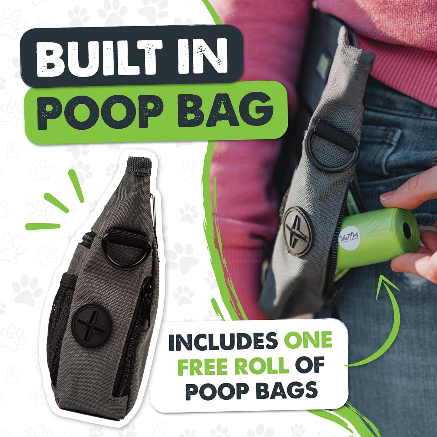 Dog Treat Pouch | No Spill Magenetic Clasp - Hands-Free Pouches for Training - Pets Training Treat Pouches for Dog Walks - Pet Bags Pouch - Built in Poop Bag Holder
