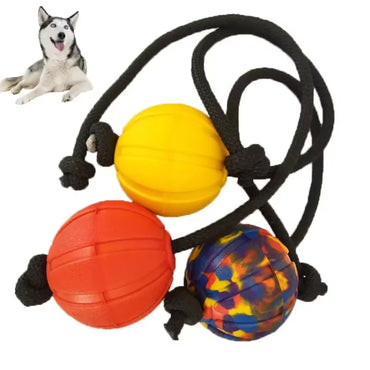 Dog Ball Toy with Rope Indestructible Interactive Dog Toy Pet Training Chew Toys Tooth Clean Solid Core EVA Elastic Ball for Dog