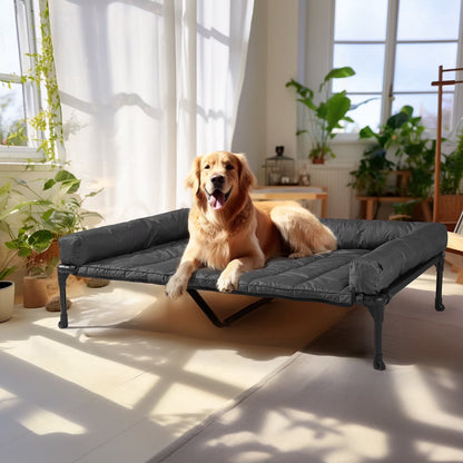 Cooling Elevated Dog Bed + Waterproof Removable Pillow-Top Mat, Dog Sofa Bed, Xlarge, Black