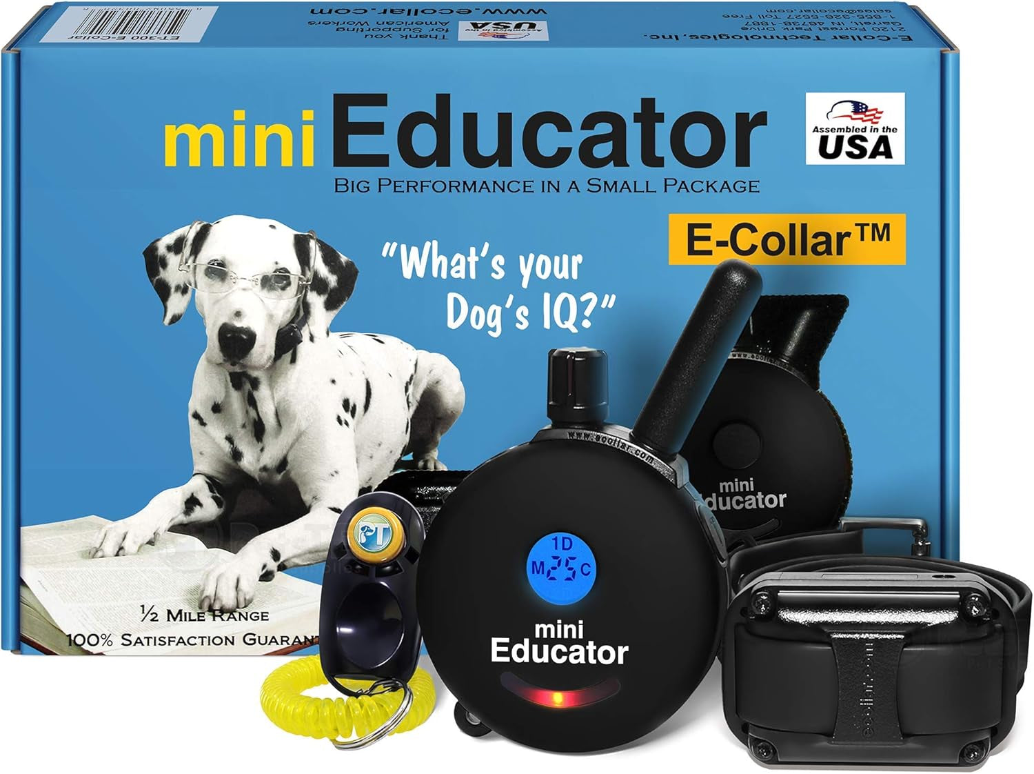 - ET-300 Black - Ecollar Dog Training Collar with Remote Control - 1/2 Mile Range, Waterproof, Rechargeable, 100 Training Stimulation Levels, Vibration and Tone W/Petstek Training Clicker